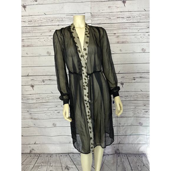 Schumacher polka dot long sleeved sheer sexy zippered dress size XS - Picture 4 of 12